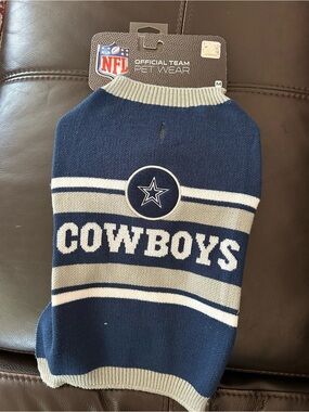 NFL Cowboys Navy and Gray Knit Pet Sweater